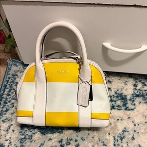 Coach White and Yellow Satchel